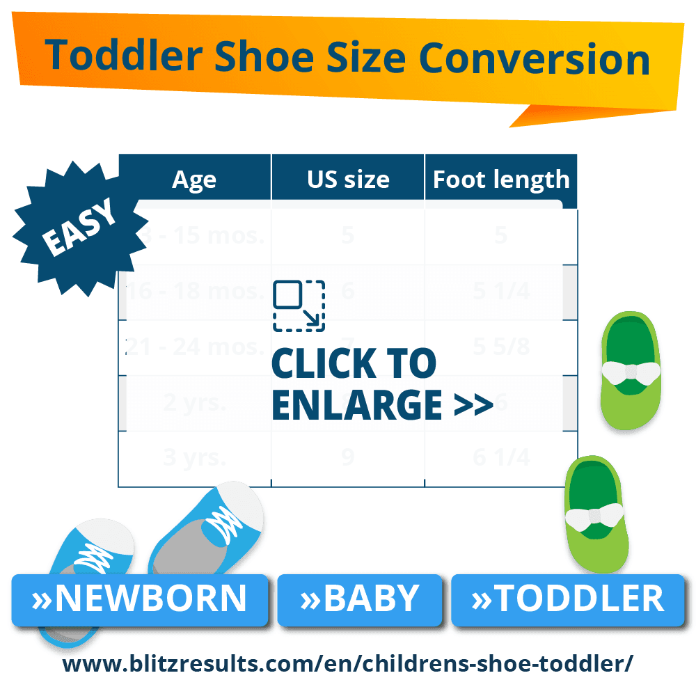 Toddler shoe size chart